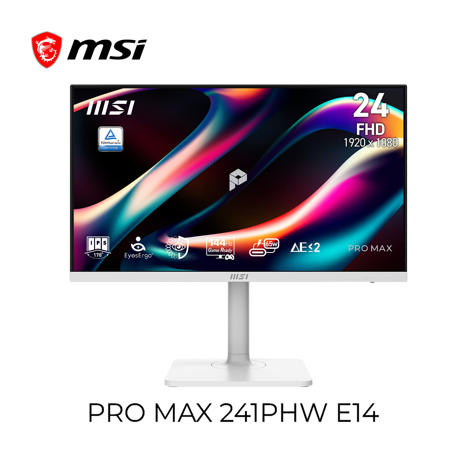 微星MAX 241PHW E14 23.8英寸144Hz内置扬声器Type-C 65W显示器