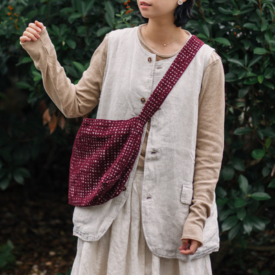 paleMoon | 肉桂 秋冬暗红小格子手拎斜挎包单间包秋冬温暖布袋子