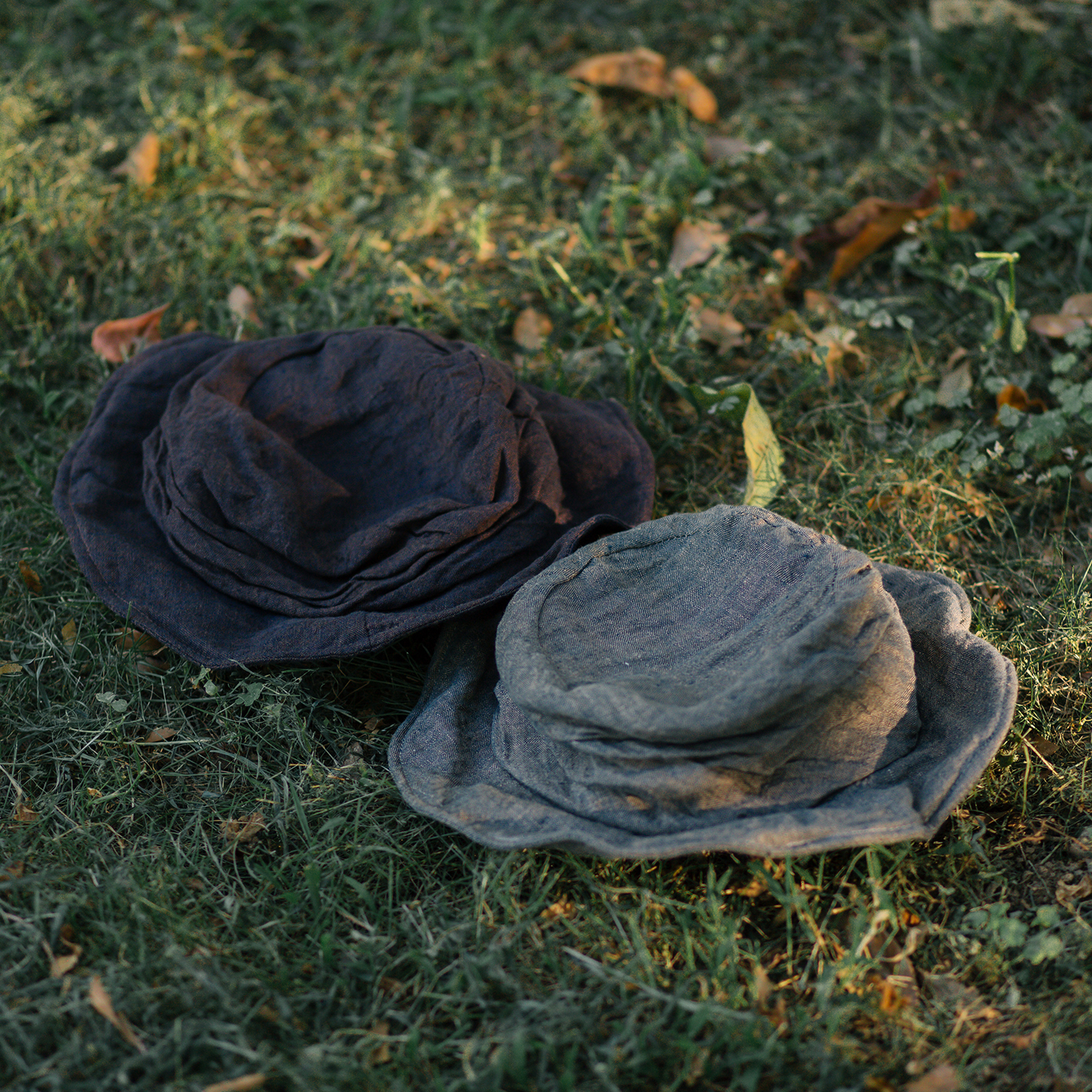 paleMoon | 亚麻褶皱布帽子四季款日系渔夫帽 复古两色防晒帽子