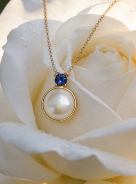 925银马贝珍珠锁骨链可刻字