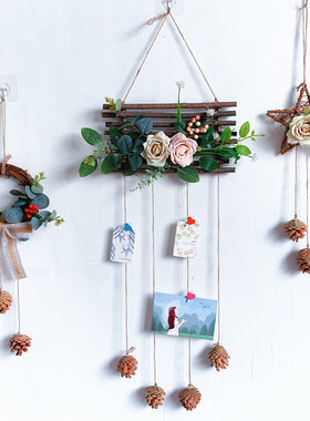 墙壁树枝装饰藤圈花环壁挂幼儿园环创餐厅商铺居家背景墙面挂饰