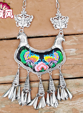 刺绣女士手工原创设计风毛衣链