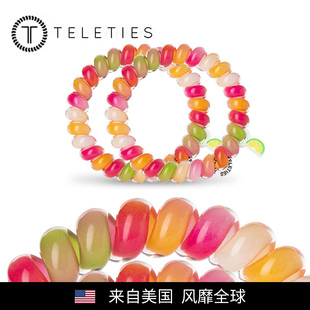 美国TELETIES电话线M发圈女高弹力电话绳TT圈发绳无痕不勒发