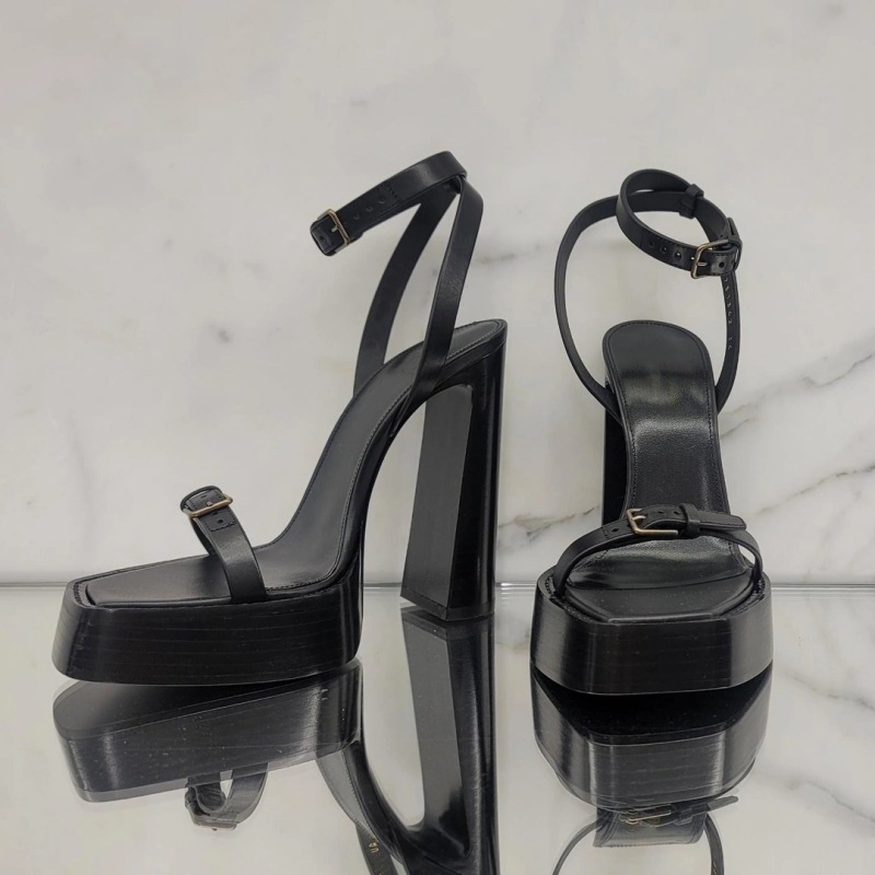 2023夏朴彩英rose同款厚底防水台高跟鞋女一字带粗跟高跟凉鞋