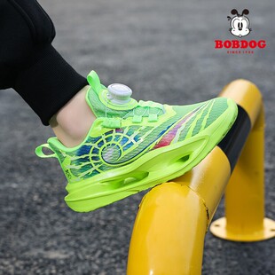 巴布豆童鞋男童运动鞋2026春秋新款网面透气厚底中大童轻便跑步鞋