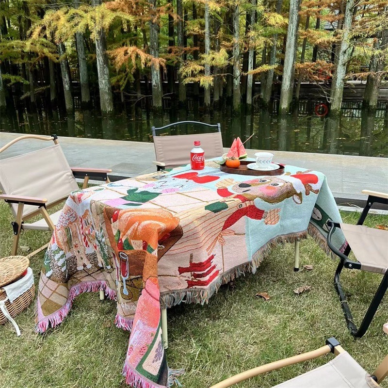 小红书推荐圣诞节派对桌布圣诞喜庆金丝线全盖布床尾毯挂布装饰布
