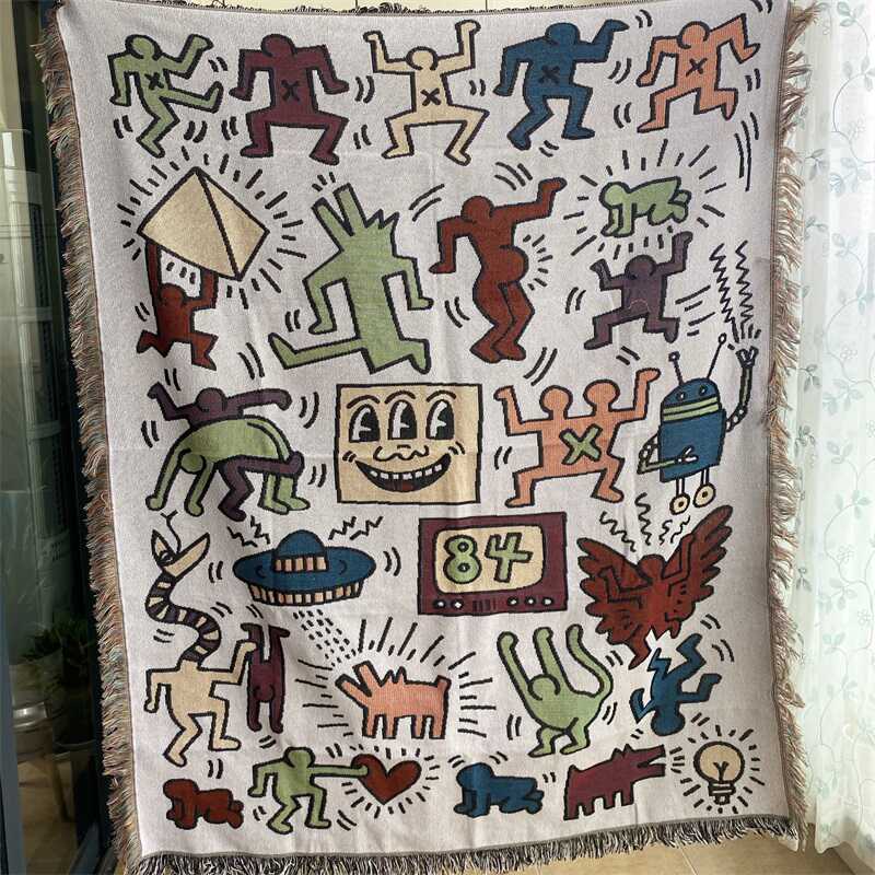涂鸦风多用途挂布毯子