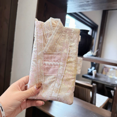 手工原创日式刺绣樱花和服书衣手账外壳布艺活页日记本记账笔记本