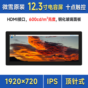 树莓派5代 12.3寸高亮度电容触控屏 HDMI IPS高清显示屏 mini PC