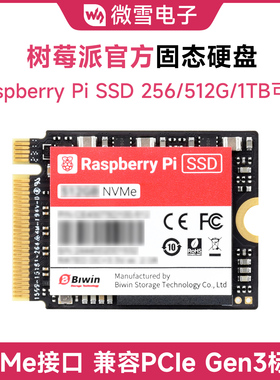树莓派Pi5 SSD 原装256GB高速固态硬盘 NVMe接口 兼容PCIe Gen3