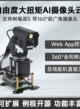 微雪 树莓派5 二自由度可扩展大扭矩360度 摄像云台 总线舵机驱动