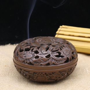 纯铜复古铜香炉古铜色盘香炉家用熏香炉室内檀香炉送铜葫芦香插