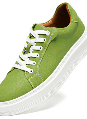 2025新款47加大码男鞋真皮46绿色板鞋潮鞋低腰灰色休闲运动鞋秋鞋