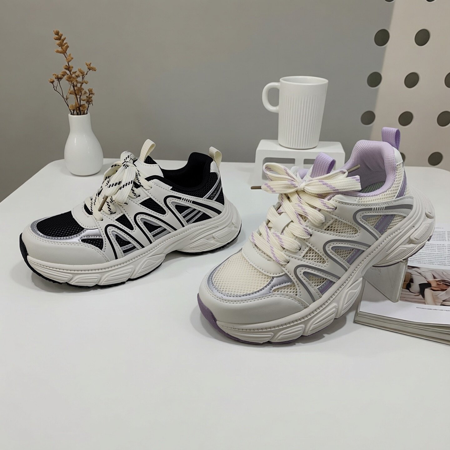 德尔惠2026年夏季新款女童超轻透气单网运动鞋老爹鞋休闲跑步鞋