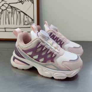 皮面防水大童二棉保暖防滑老爹鞋 帮登童鞋 女童加绒运动鞋 新款 冬季