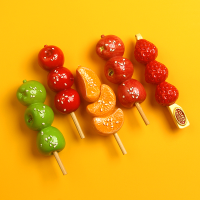 新款喜庆可爱冰糖葫芦水果串树脂冰箱贴磁性贴家居装饰品磁力贴