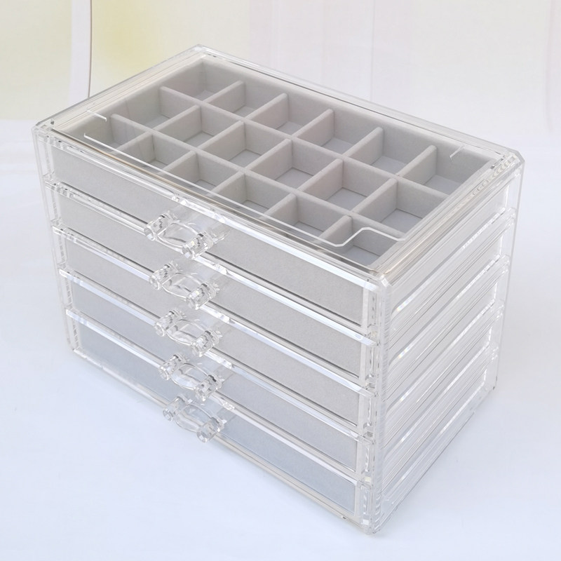 Acrylic earrings, ring, storage system, storage box, 90 cells