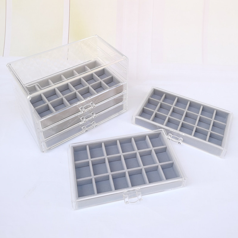 Acrylic earrings, ring, storage system, storage box, 90 cells