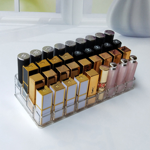 桌面带多格口红唇膏唇彩化妆品收纳盒透明亚克力展示架整理口红盒