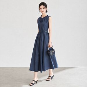 纯棉通勤气质无袖连衣裙女夏高级感法式复古长裙南油女装
