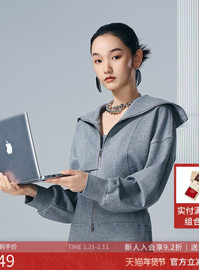 曼诺比菲商场同款2025秋季时尚修身大翻领短款针织外套SGJG133078