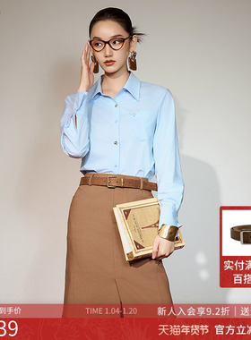 曼诺比菲商场同款2025秋季直筒翻领百搭长袖衬衫上衣女MGES135127