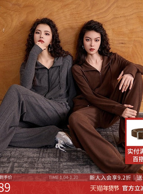 曼诺比菲商场同款2025冬季双拉链休闲百搭修身针织套装MGGJ141021