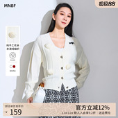 毛衣上衣女 曼诺比菲春秋新年红色v领开衫 商场同款