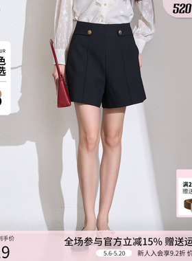 【商场同款】曼诺比菲春秋高腰西装黑色a字休闲短裤女