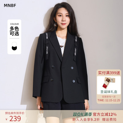 双排扣西装领外套上衣女气质修身