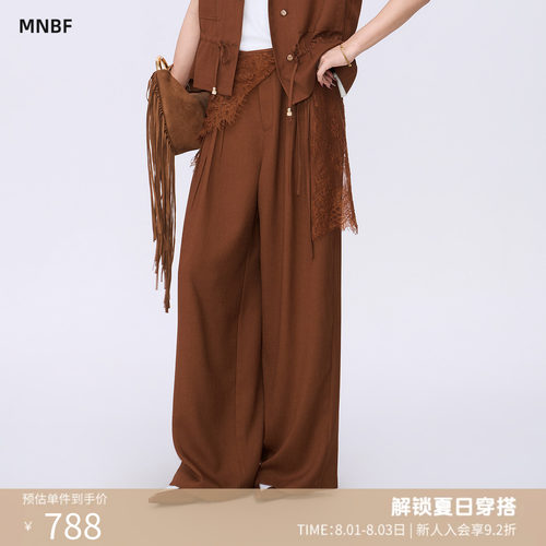 曼诺比菲商场同款2026秋季通勤风直筒高腰阔腿梭织裤女MHCK132038