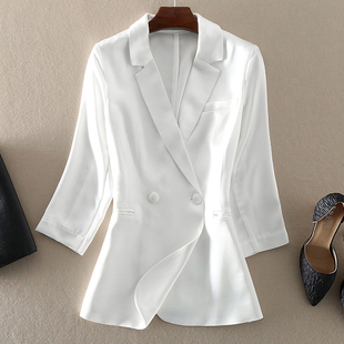 大牌七分袖 清仓 新款 高端优雅高端女西服修身 外套 醋酸白色小西装