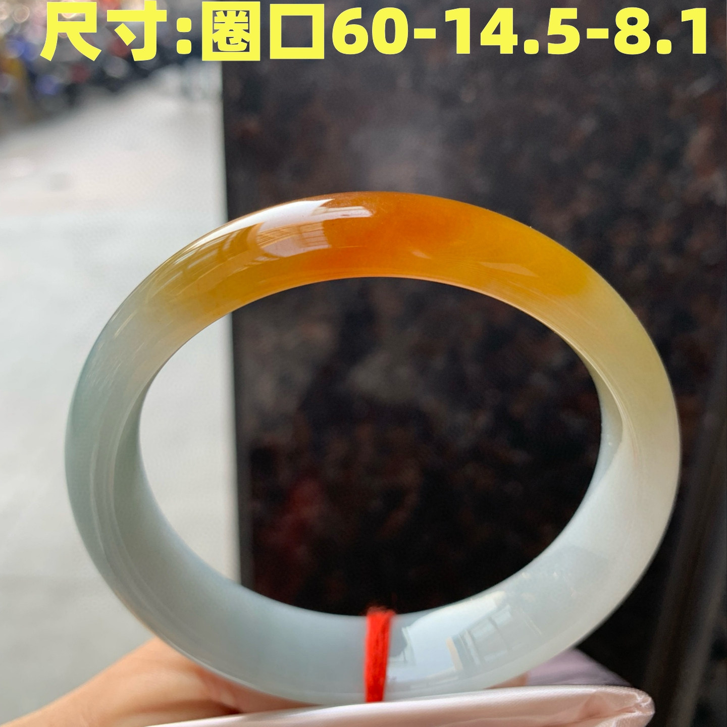 【清货】60大圈口冰种半山水红翡翡翠A货手镯女时尚百搭高冰玉镯