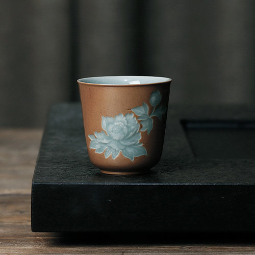 空山新雨龙泉青瓷柴烧窑变品茗杯