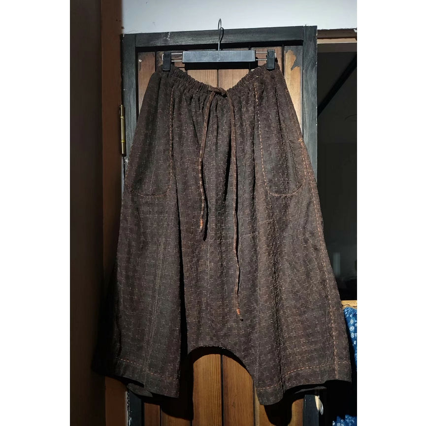 松紧腰宽松沉香野生柞蚕丝