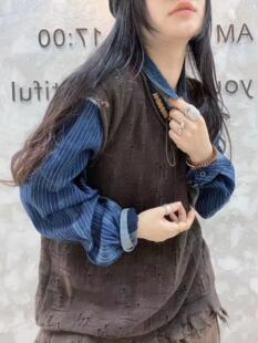 沉香布衣草堂套头背心针织马甲几见秋款 w24508a几见