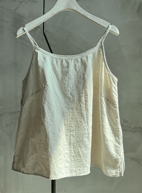 沉香布衣草堂老布吊带背心 2025夏复古百搭短背心古古麦G25u07123