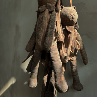 沉香布衣草堂原创流浪兔子柿染包 植物染色斑驳做旧双肩背