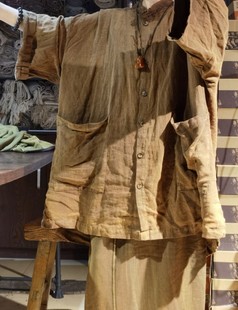 沉香布衣草堂原创 昔玙宽松休闲大开衫毛边斑驳做旧外套单层