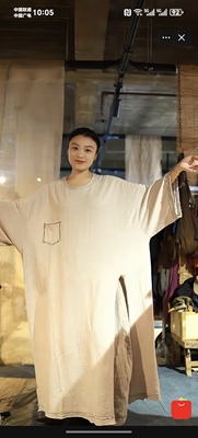 沉香布衣草堂 忆古朴拙 汉麻高开叉长款大t 长衣P25u08146