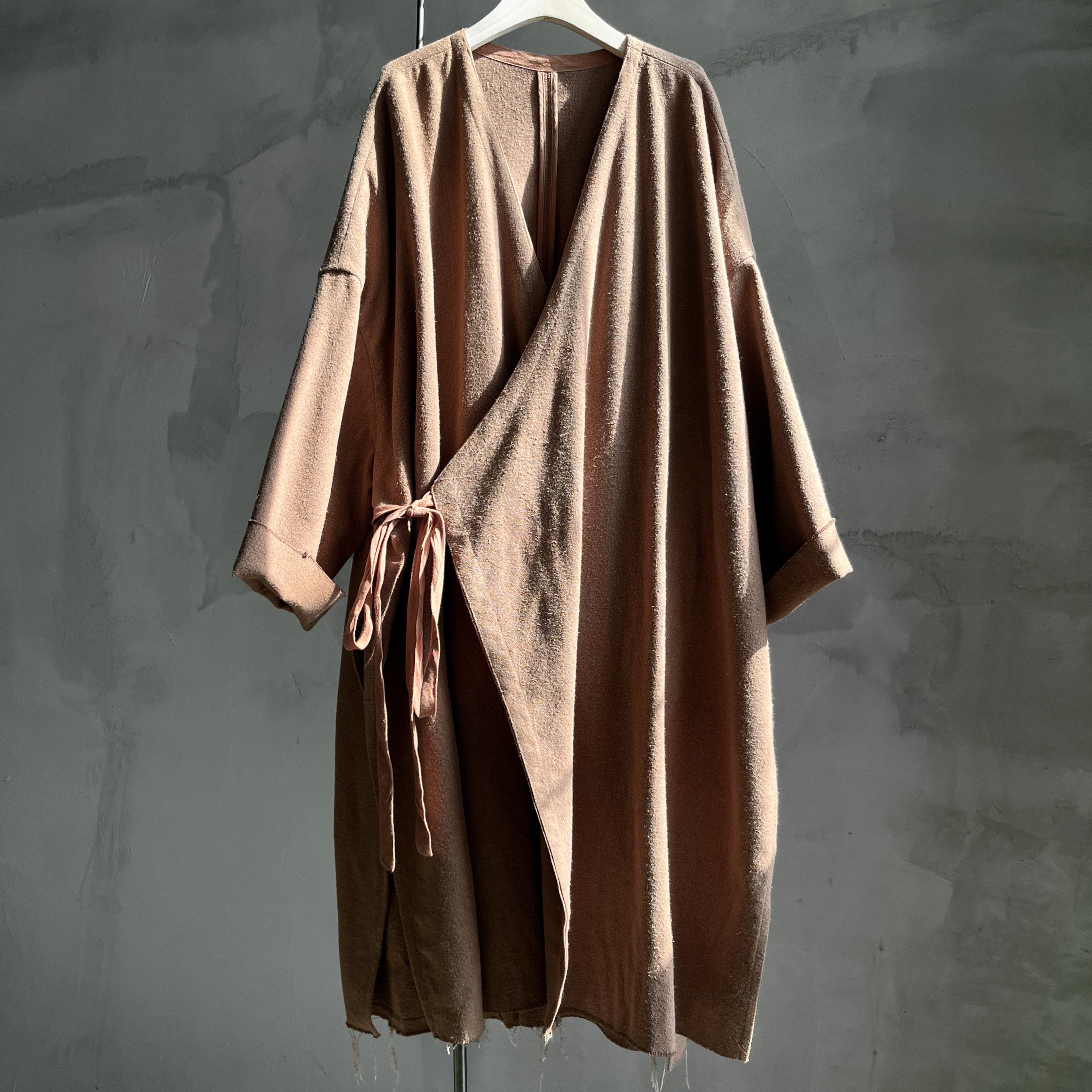 沉香布衣草堂自制蚕丝长衣系带外套 2025秋开衫风衣砂洗C25u09174
