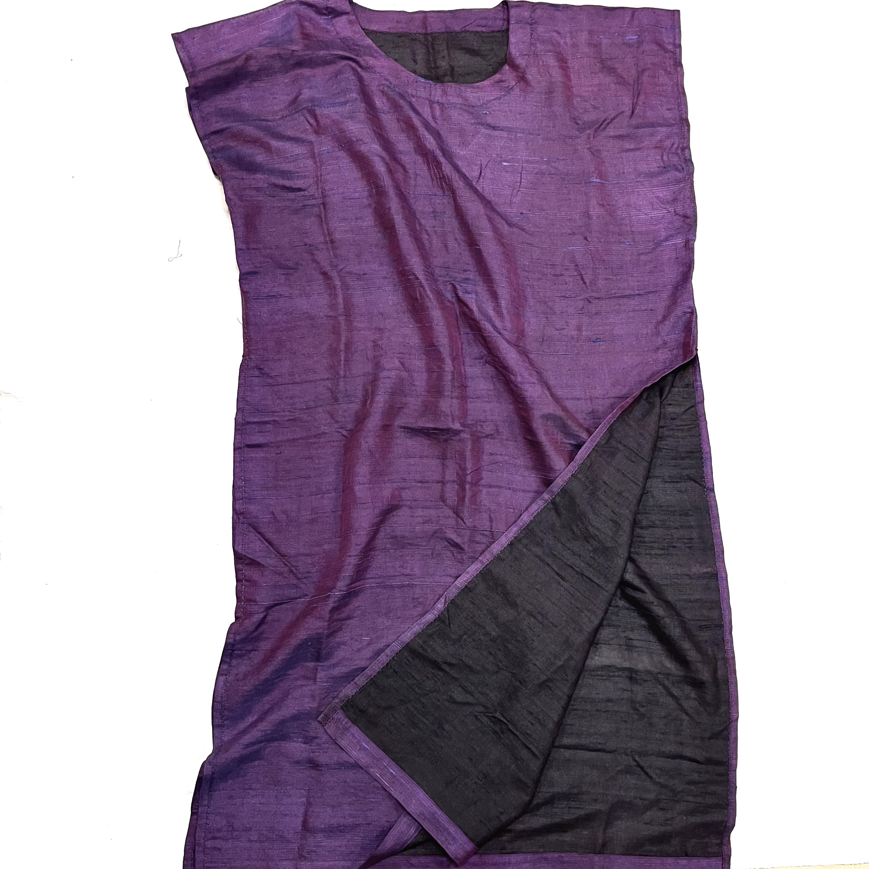 沉香布衣草堂 长衣 柞蚕丝香云纱 自制 套头连衣裙 超宽松复古现