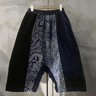 沉香布衣草堂老布蓝染拼接豆染双层吊裆裤 CC26s007 自制长裤