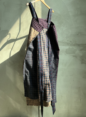 沉香布衣草堂老布背带裙可调节手工直筒彩格随拼原创 C25u05087