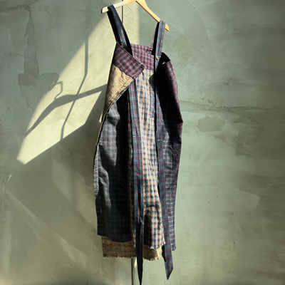 沉香布衣草堂老布背带裙可调节手工直筒彩格随拼原创 C25u05087