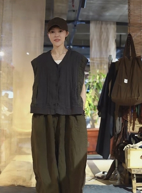 沉香布衣草堂 衣路走来亚麻拼接双层短马甲 2025早秋Y25u08148