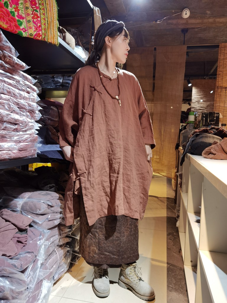 沉香布衣草堂水洗亚麻开衫