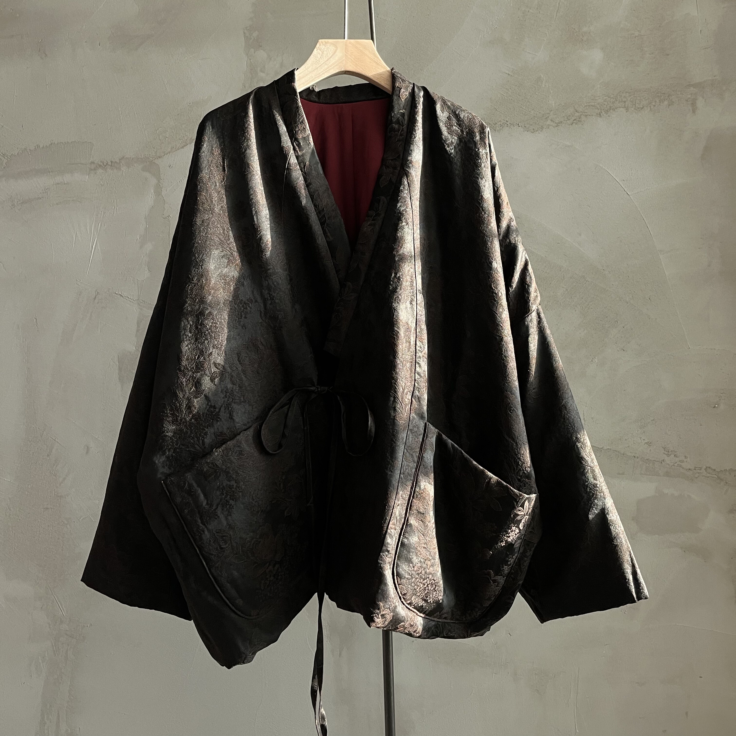 沉香布衣草堂香云纱棉服短衣蚕丝混纺 自制 系带 新中式C25w10251