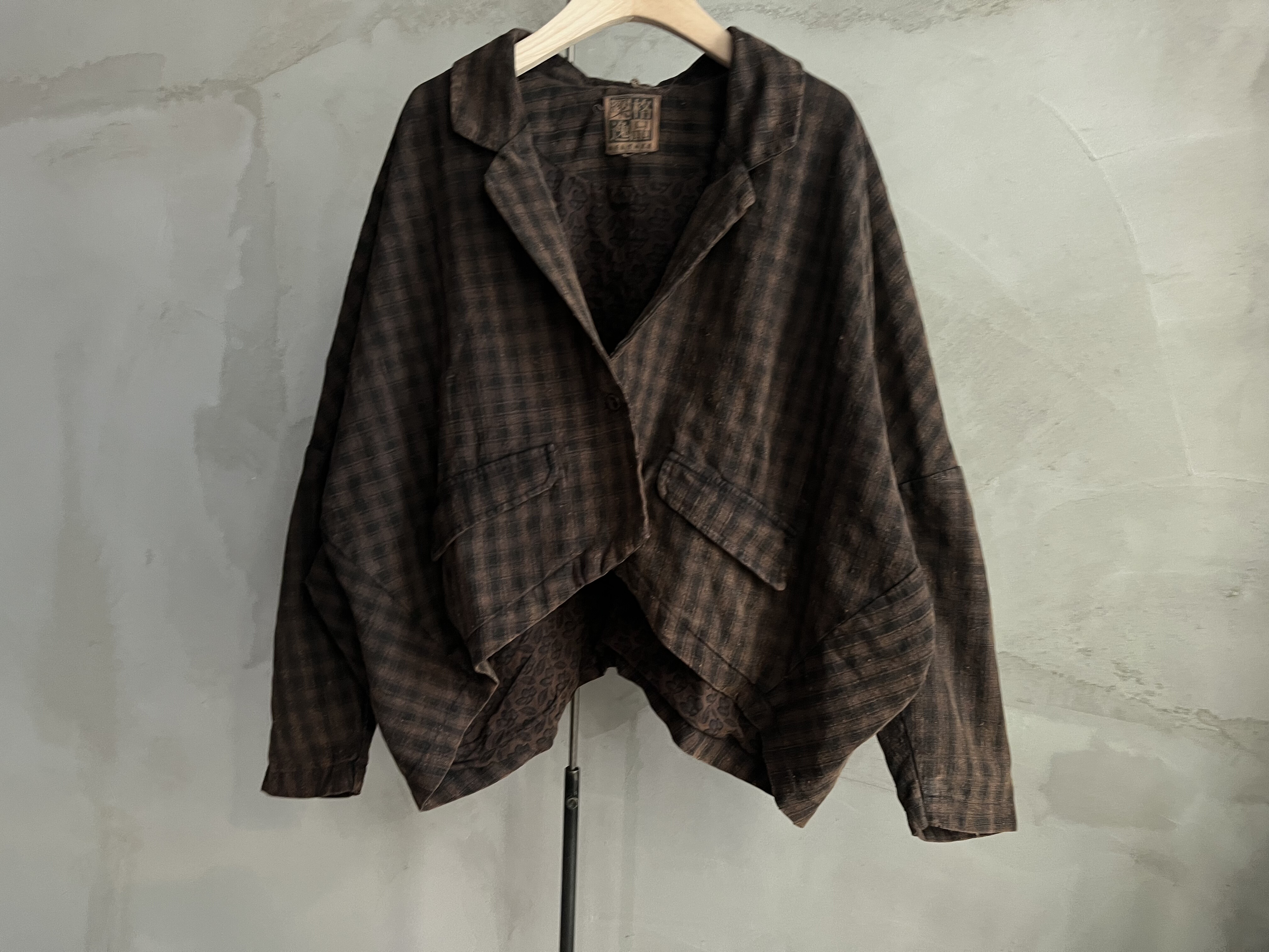 沉香布衣草堂老布双层西服短衣外套古古麦面料随机拼接