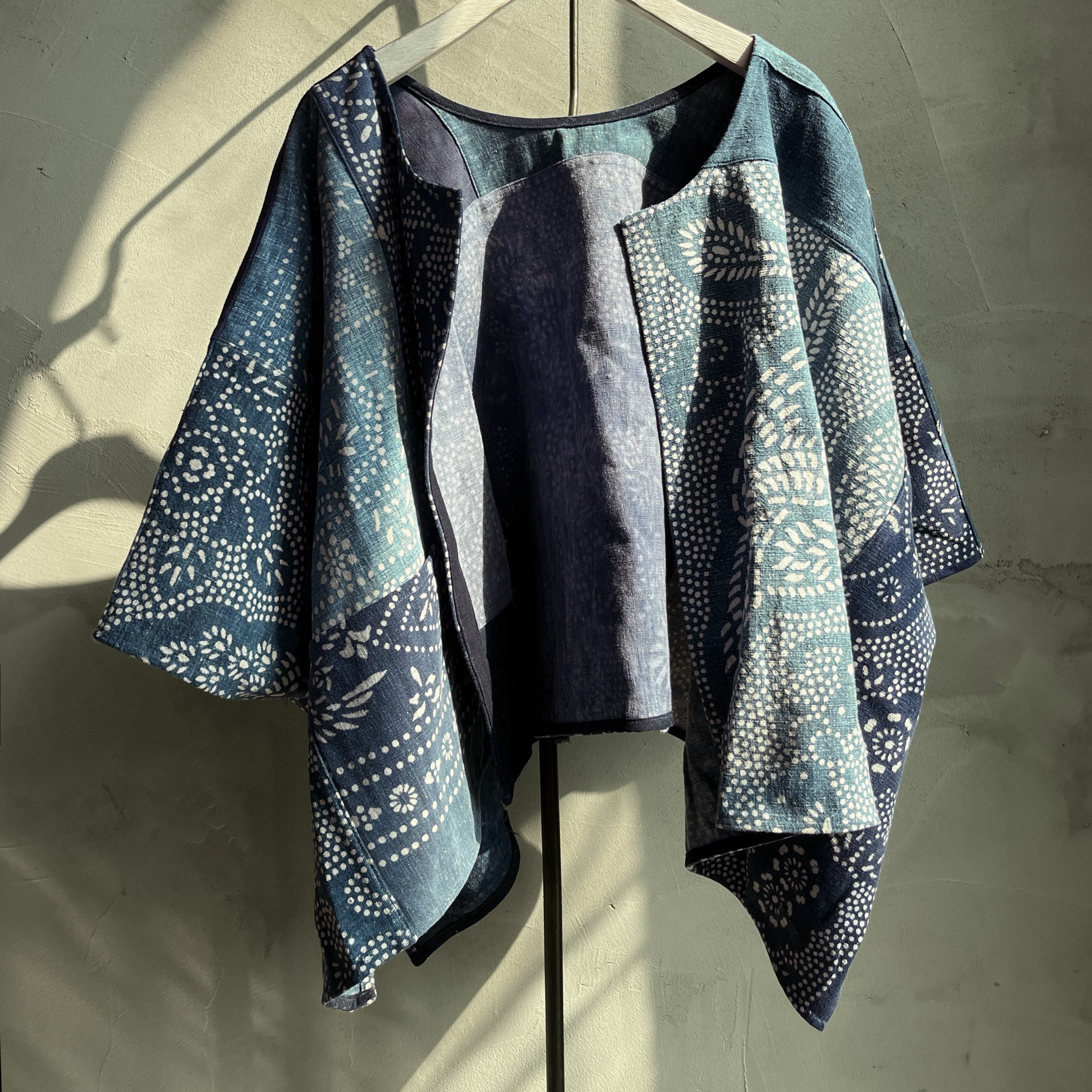 沉香布衣草堂自制老布蓝染短衣外套 2025夏复古百搭外搭C25u07125